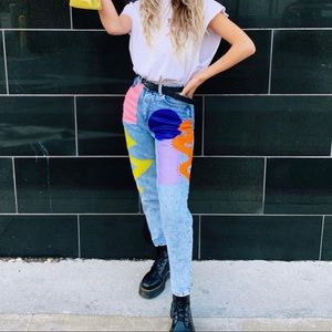 Hand Painted Retro Jeans